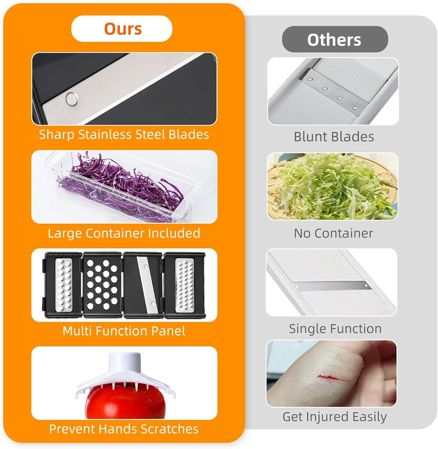 Mandoline Vegetable Slicer with Container, 4 Blades and Juicer
