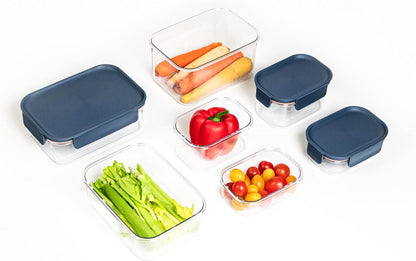 LocknLock LBF404RS5N Bisfree Modular Plus Food Storage Containers for Lunch, Meal Prep, Stackable, BPA-Free, Leakproof, Microwave, Dishwasher, Freezer-Safe, 10 Pieces, 5 Boxes and 5 Lids, Navy, 910ml