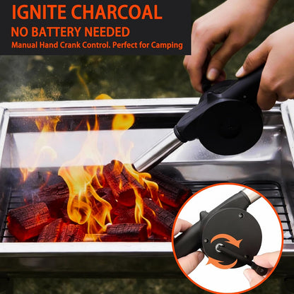3 Pack Grill Brush for Outdoor Grill Set,Cleaning Kit Tools Heavy Duty Stainless Steel Scraper Scrubber Hand Crank Air Blower Fan Gas Charcoal Smoker Grates Camping BBQ Accessories