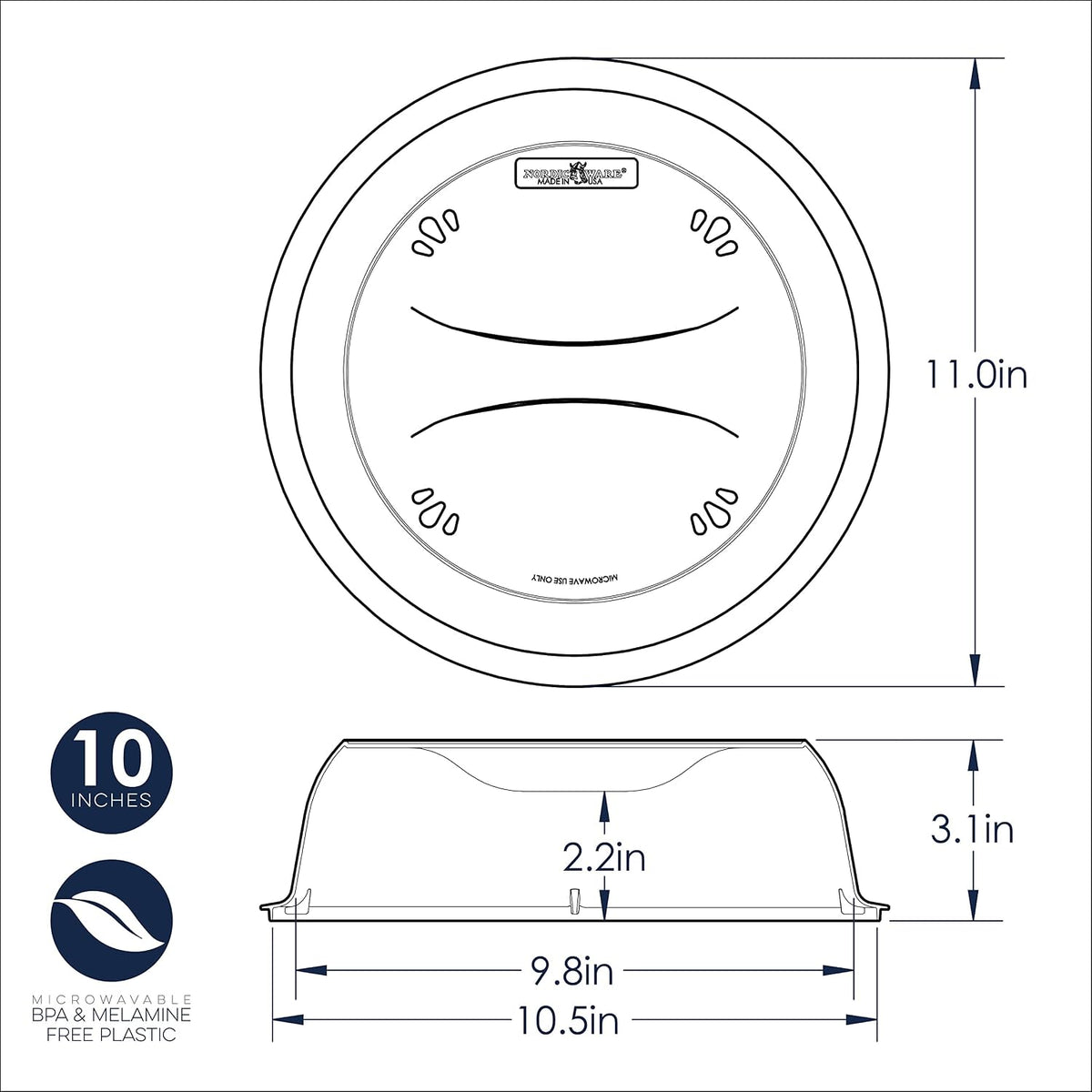 Nordic Ware Plastic Deluxe Microwave Cover, Clear (Set of 2)