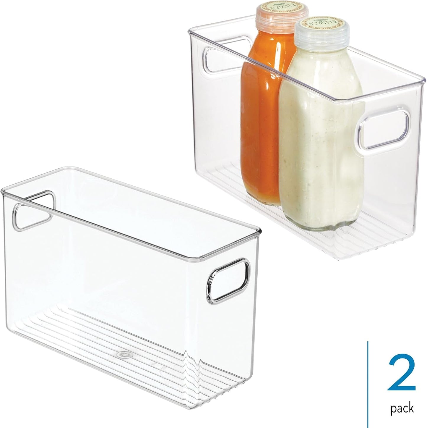 iDesign Slim Clear Plastic Storage Bin, Tall Narrow Organizer for Kitchen, Fridge, or Pantry, 4-Pack
