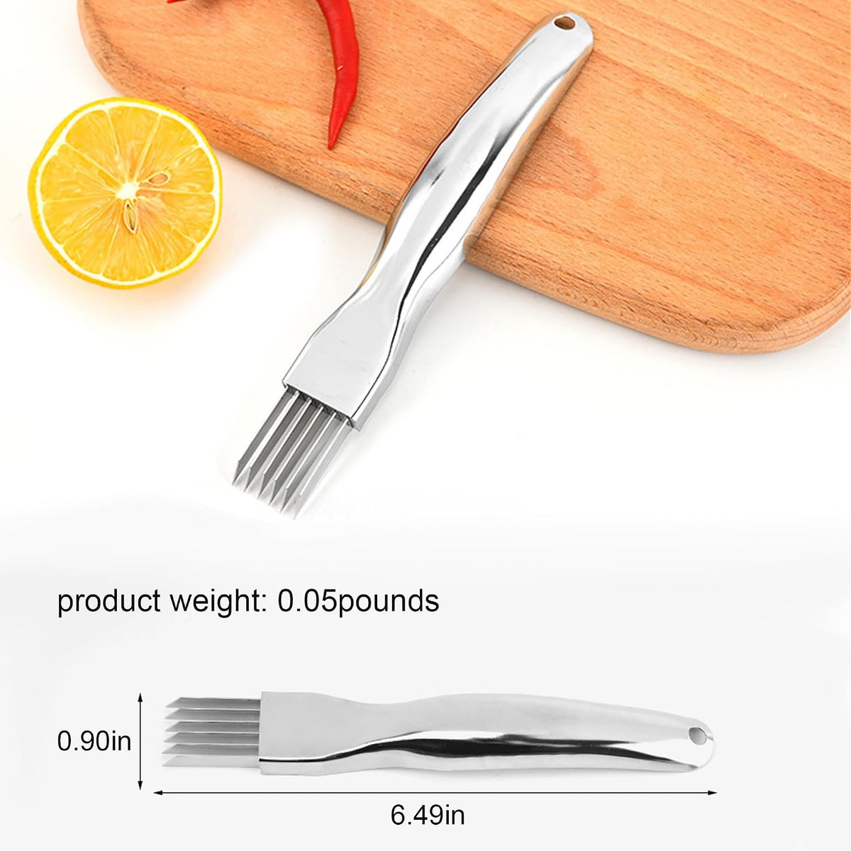 Scallion Cutter Shred Knife with Stainless Steel Blade,Green Onion CutternSlicer,Garlic Shredder,Vegetable Chopper Tool for Home Kitchen Restaurant Hotel, small, Silver, A-122