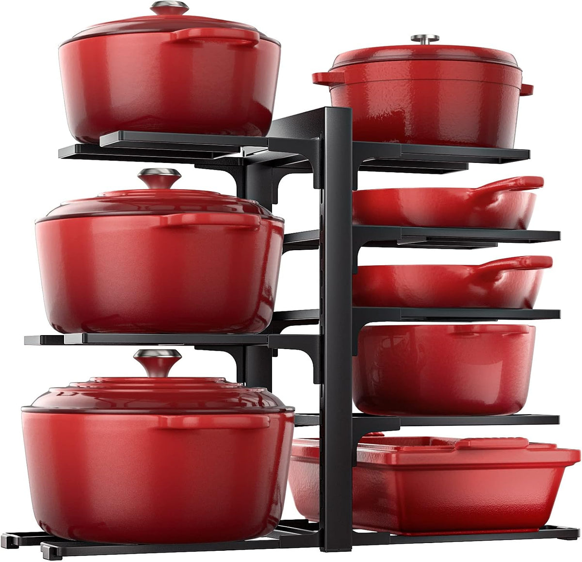 ORDORA Pots and Pans Organizer Under Cabinet 16.6", 8-Tier Adjustable Rack