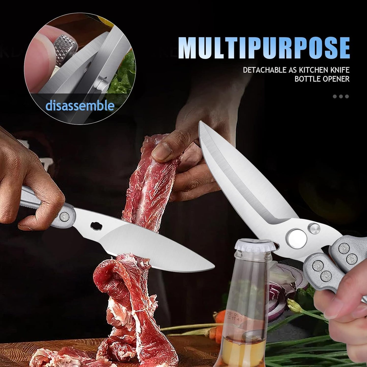 DRAGON RIOT Heavy Duty Poultry Shears - A Must Have Kitchen Shears for Chicken and Meat Cutting - Dishwasher Safe and Stainless Food Kitchen Scissors for Thanksgiving