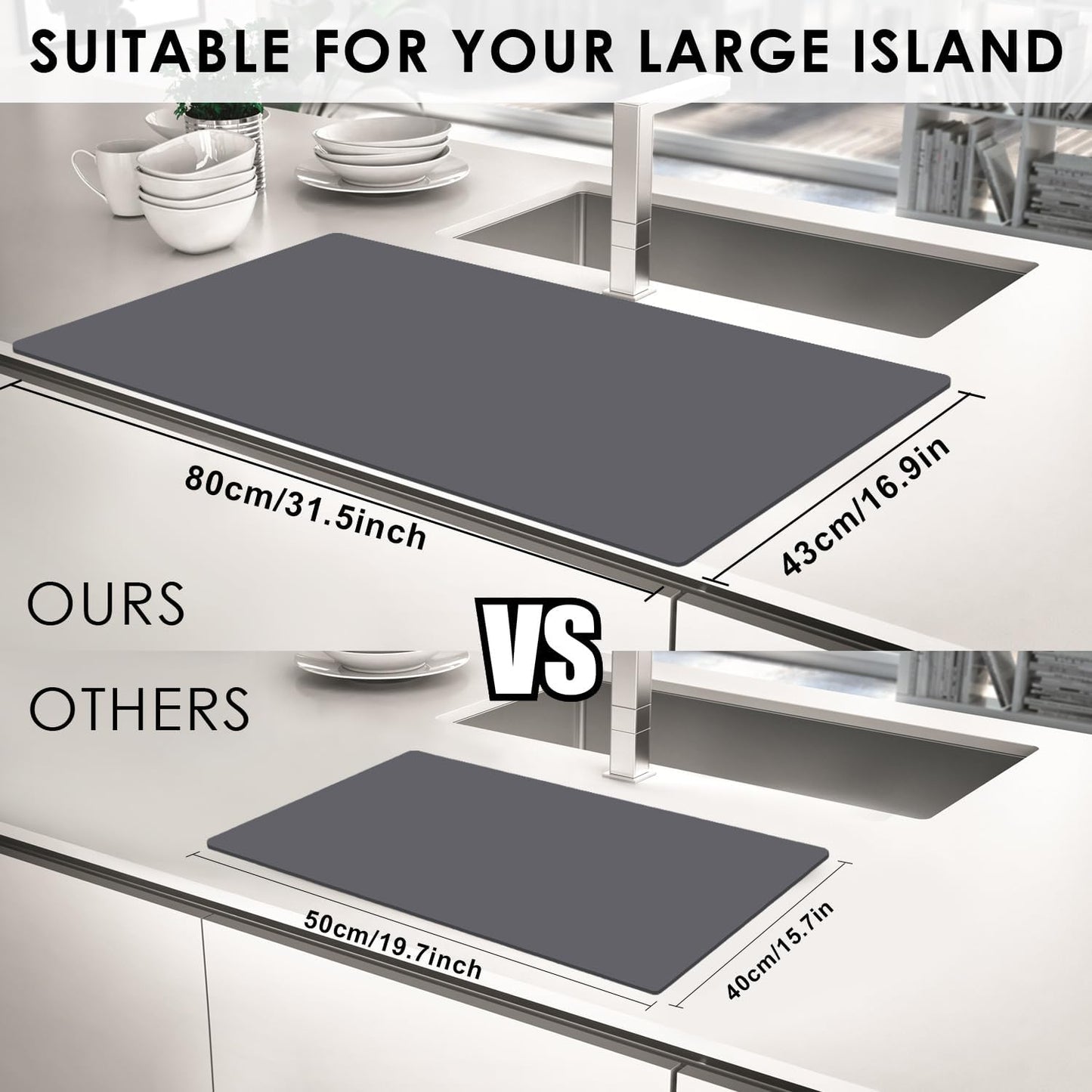 Extra Large Dark Green Countertop Mat - Silicone Table Kitchen Desk Mat - Non-Slip & Heat Resistant - Dinner Placemat Pastry Dough Rolling Mat - Colors A