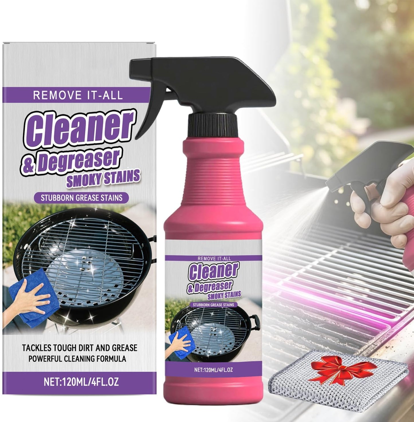 Fast-Acting Heavy-Duty Grill Degreaser Spray, 2026 New Heavy Duty BBQ Grill Degreaser, All Purpose BBQ Grill Cleaner for Burnt Food & Grease (1, 4FL)