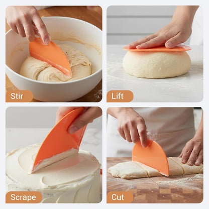 3PCS Dough Scraper Set, Plastic Flexible Bread Dough Scraper Tool