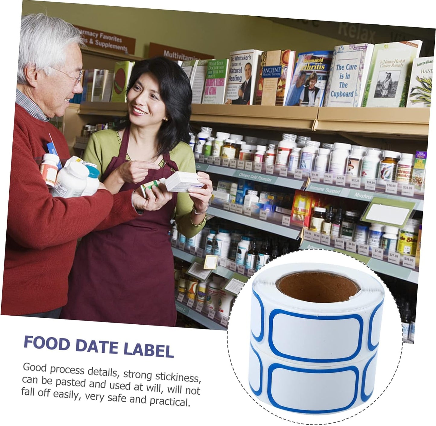 6rolls Removable Date Label Stickers for Food Storage Kitchen Date Marking Decals Easy to Write for Containers and Organization