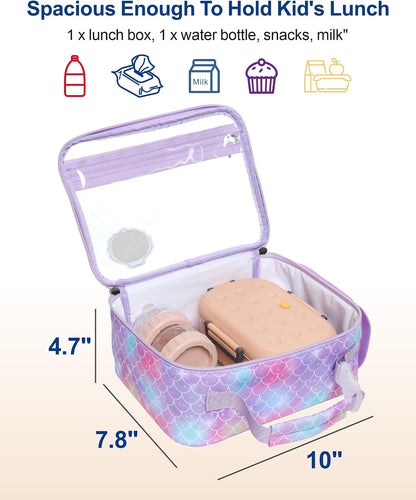 Bagseri Kids Lunch Bag Boys - Thermal Insulated Lunch Box Tote with Water Bottle Holder, Reusable Leak-Proof Kids Lunch Box for Daycare & School, Black Dinosaur (Containers Not Included)