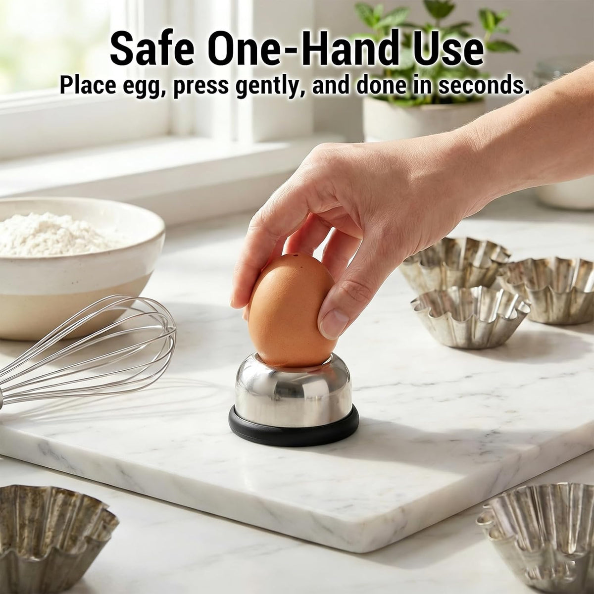 Egg Piercer, Egg Punch Tool Stainless Steel Needle with Anti-Slip Base