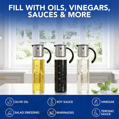 Large Glass Olive Oil Dispenser, Salad Dressing Container, Soy Sauce Bottle