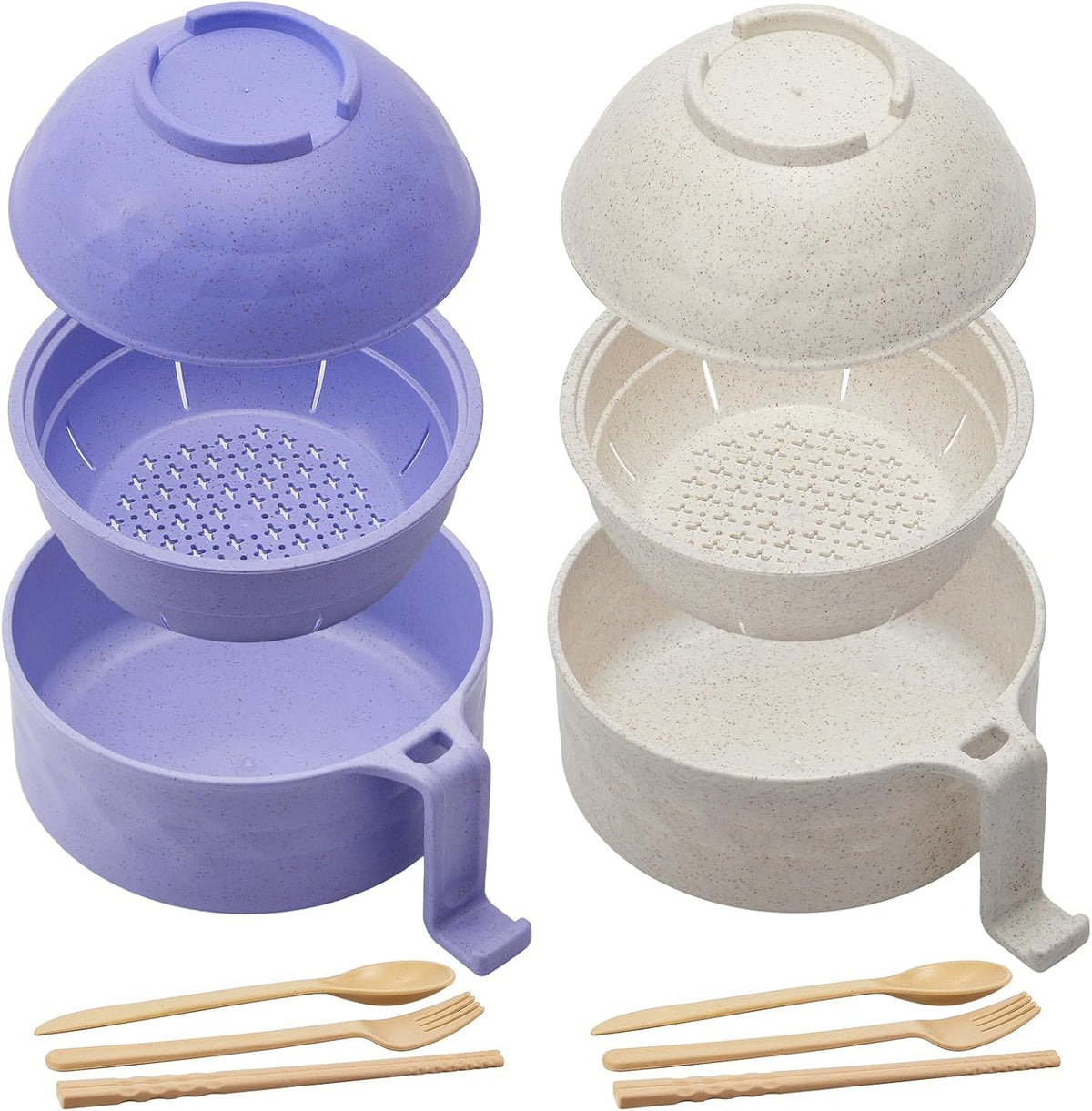 2 Sets 40 oz Microwave Ramen Bowl with Handles, Yellow,Orange