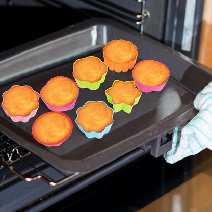 R HORSE 42Pcs Silicone Molds Cupcake 2 Inch Mini Size Reusable Muffins Liners Washable Non-Stick Donut Wrapper Mold Flower Shapes Baking Cups for Pan Oven Microwave Dishwasher