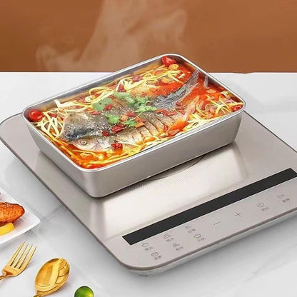 Stainless Steel Grilling Prep and Serve Tray, BBQ Platter, Grilling for Cooked and Raws Meat Fridge Food Storage BBQ Platter for Raws and Cooked Food