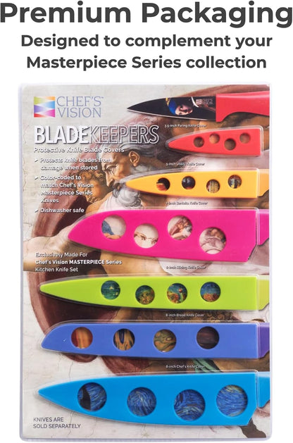 CHEF'S VISION Landscape BladeKeepers, 6 Color-Matched Knife Blade Covers
