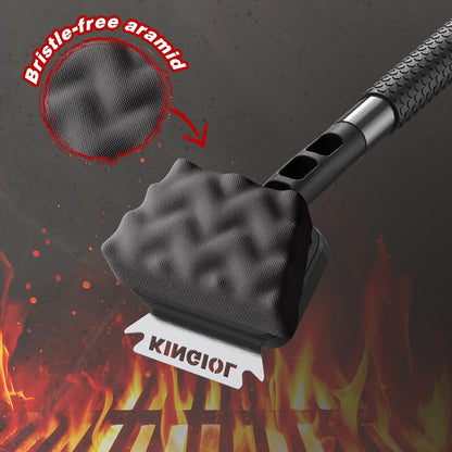 BBQ Replaceable Brush Head - Bristle Free Black Aramid Fiber Fabric, High Temperature and Dirt Resistant, Safe Replacement Cleaning Pad for Cast Iron or Stainless Steel Grates, Barbecue Cleaner