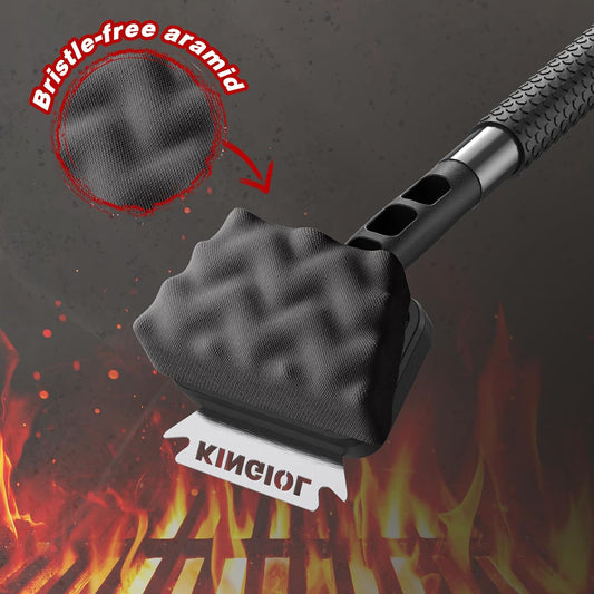 BBQ Replaceable Brush Head - Bristle Free Black Aramid Fiber Fabric, High Temperature and Dirt Resistant, Safe Replacement Cleaning Pad for Cast Iron or Stainless Steel Grates, Barbecue Cleaner