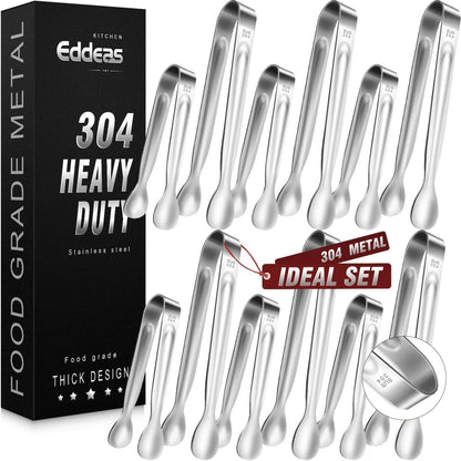 Eddeas Kitchen Tweezers Tongs, Cooking Tweezers Stainless Steel - 3 Size 12'' 10'' & 8 inch Ideal for Meat, pasta, plating and pinching delicate small pieces of food, Set of 3