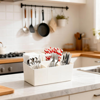Silverware Caddy with Handle, Utensil Holder Organizer for Kitchen, Office, Bathroom