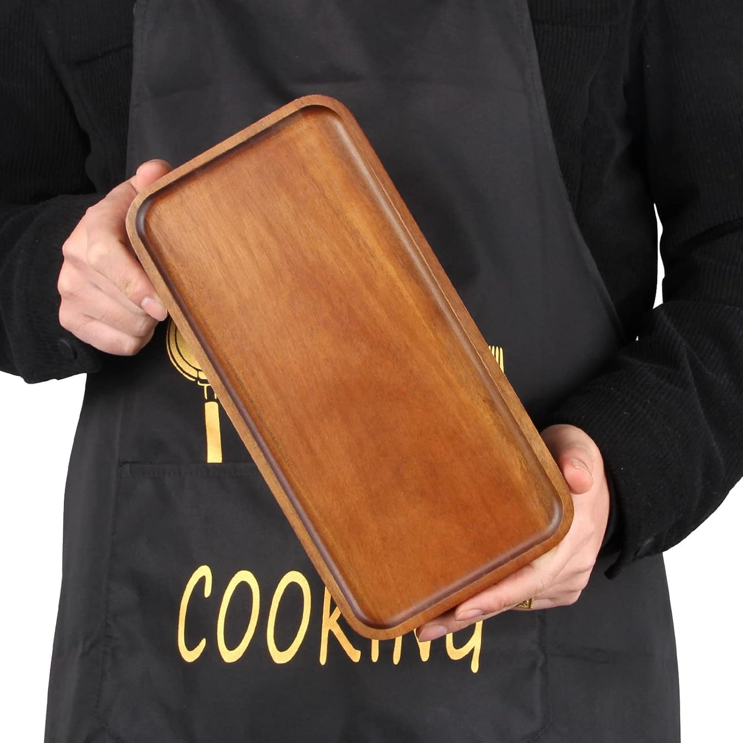 Large Wooden Serving Trays Long Party Charcuterie Boards Acacia Wood Platters Serving Cheese Board Rectangular Appetizer Snack Plates Rectangle Kitchen Dinner Platter for Food Dish Cake Dessert Tray