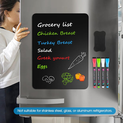 MaxGear Small Magnetic Dry Erase Board Sheet for Refrigerator, Fridge Whiteboard for Kitchen, 12"x8" White Board Organizer and Planner with Stain Resistant Technology, Include 1 Eraser, 3 Markers