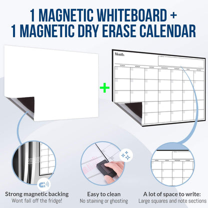 Cinch! Magnetic Calendar Bundle of 3 - Monthly, Weekly, Daily Planning Dry Erase Boards for Fridge - Magnetic Fridge Calendar Whiteboard Set with 6 Fine Tip Markers, Large Eraser, and Magnets