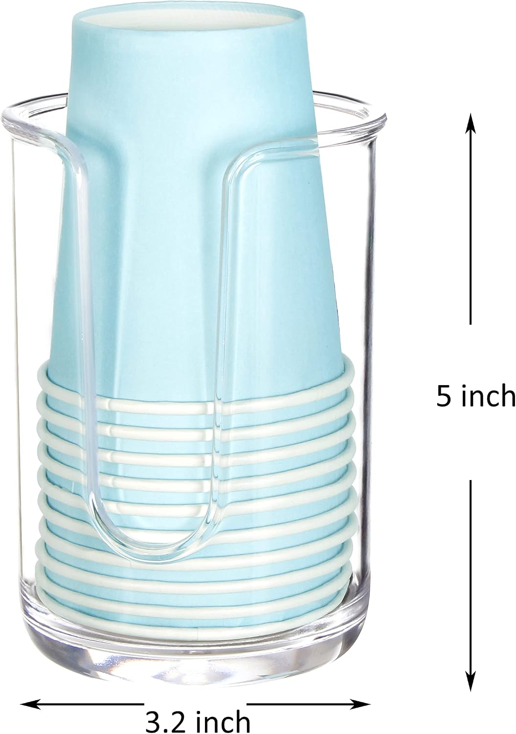 Youngever 2 Pack Plastic Disposable Paper Cup Dispenser, Plastic Dispenser Cup Holder (Clear)