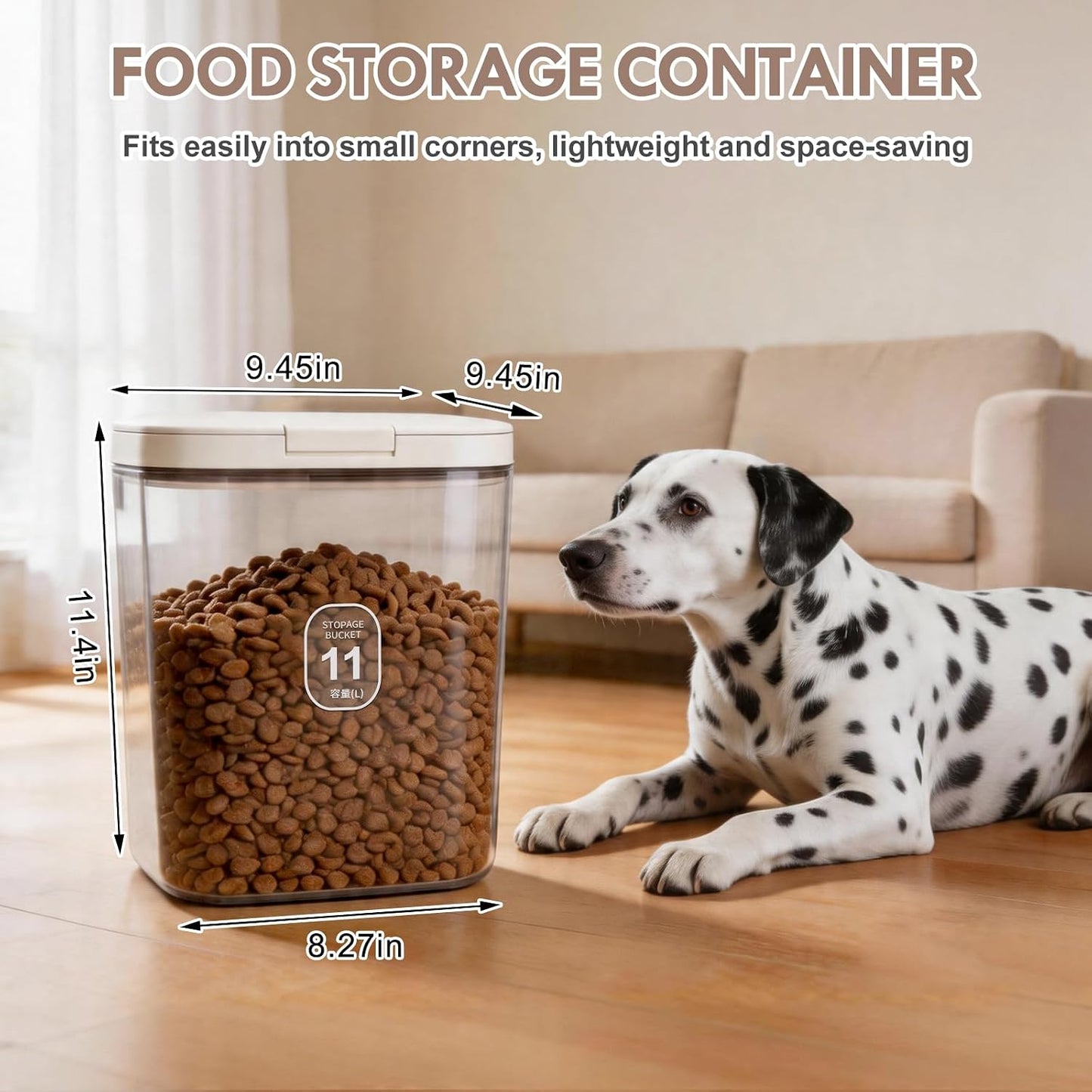 LEAWALK 10Lbs/10.57Qt Airtight Dog Cat Food Storage Container and Dog Treat Containers BPA-Free, PET Clear Stackable Pet Storage Bin, Pop Top, 1-Cup Scoop for Pet Food/Rice/Flour/Bread/Grains