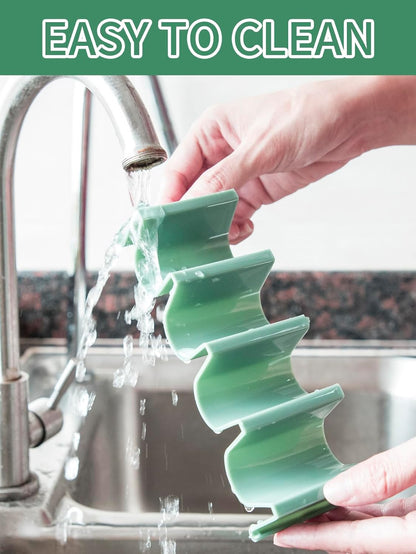 Dark Green Taco Holder Stand - 2 Pack, Wave Shape Taco Tray for Party, Holds 4 Tacos Each, Dishwasher Safe & Stackable