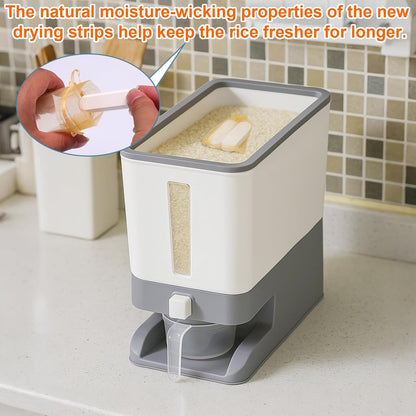 Mity rain Rice Dispenser 20 Lbs with Moisture Absorbing Clay, Rice Storage Container with Measuring Cup, 12 L Cereal Containers Storage Airtight for Kitchen Pantry Organization