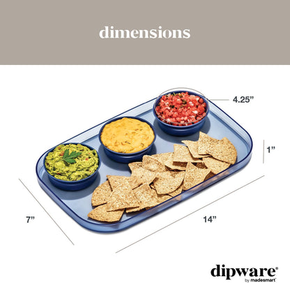 madesmart dipware 3 Bowl Serving Tray, Stackable & Removable Dip Bowls for Charcuterie, Guacomole, Snacks, Veggies, Premium Dishwasher & Microwave Safe, Multipurpose Plate & Bowl, Olive