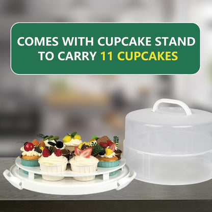 12 Inch Cake carrier Container with Lid and Handles Includes Insulated Bag for Safe Transportation of Buttercream Doesn't Melt Easy for Cakes, Pies and Cupcakes (Grey)