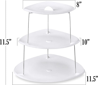Masirs 3-Tier Collapsible Bowl: Decorative Design Folds for Minimal Storage. Ideal for Serving Snacks, Salad, and Fruit. Top Bowl Divided into Three Sections.