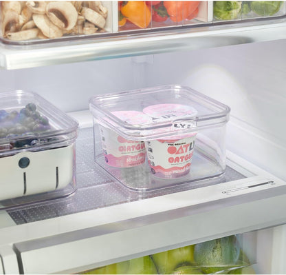 iDesign Stackable Fridge Organizer Bins with Lids for Fresh Produce - Set of 6 - Clear