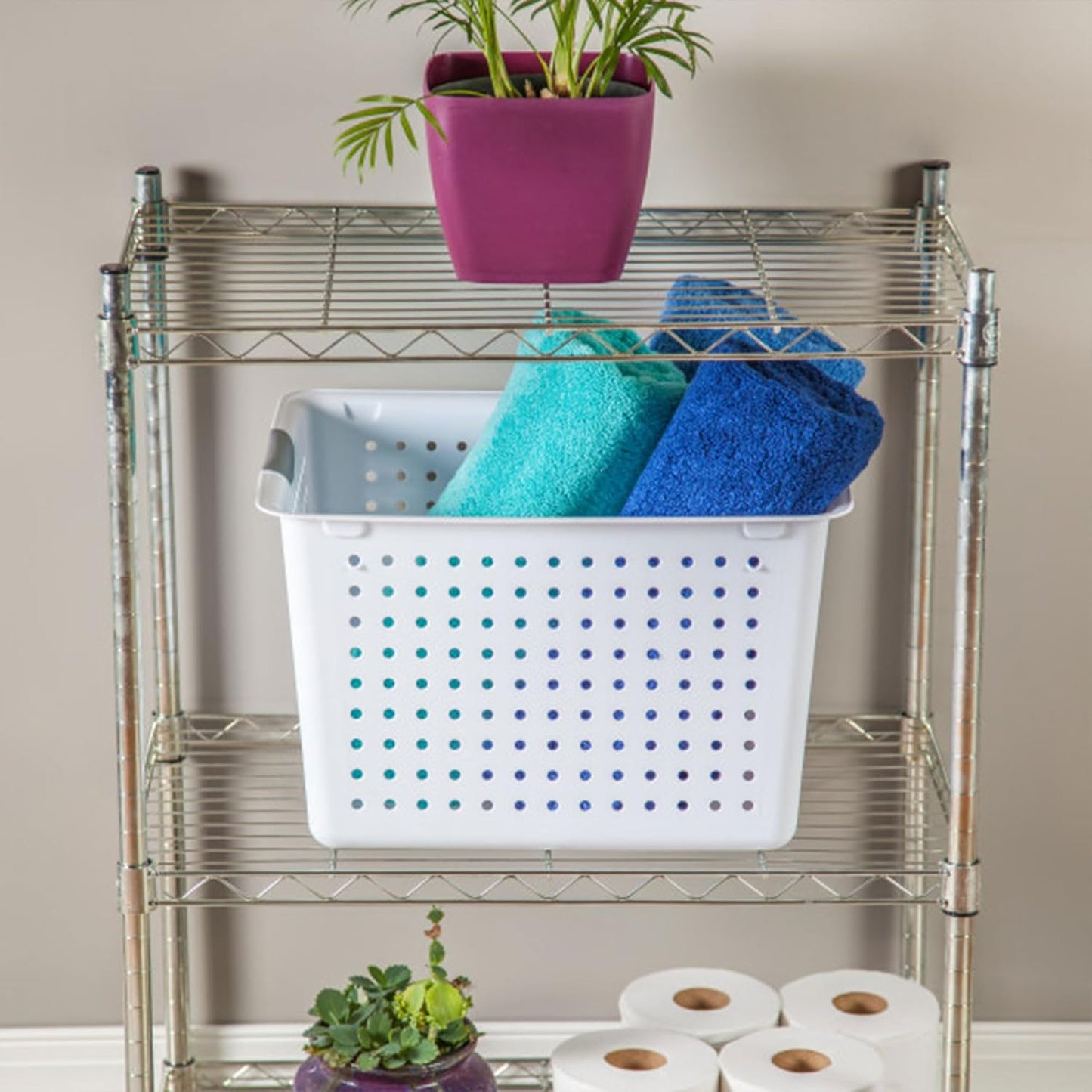 Sterilite 6-Pack Medium Ultra Basket, Open Top Plastic Storage Organizer, White - Classic Baskets for Organizing Countertops, Pantry Shelves, Kitchen Cabinets, Laundry Rooms or Home Offices