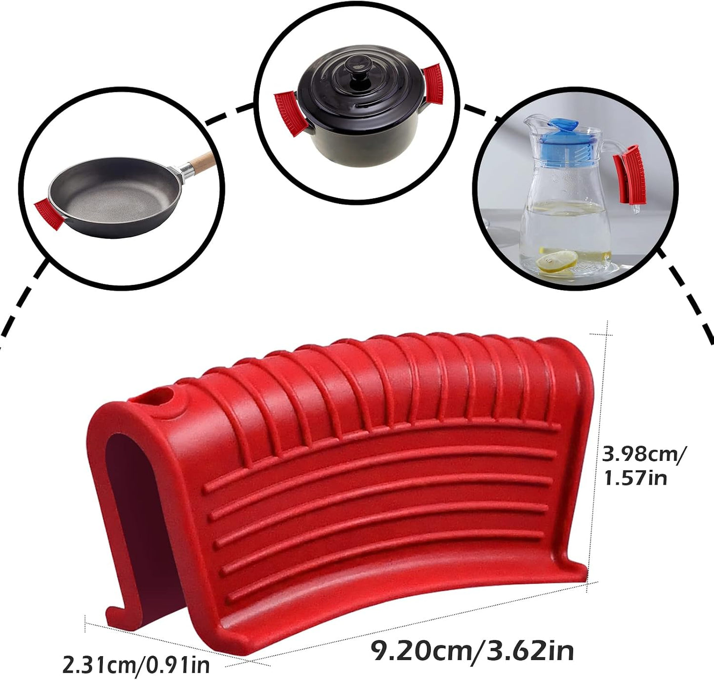 Silicone Assist Handle Holder, Hot Skillet Handle Covers Pot Grip Handle Sleeve Cast Iron Skillets Non-Slip Heat Resistant Pan Grip Cover for Cast Iron Woks Frying Pans Griddles Skillets (Red)