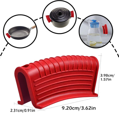 Silicone Assist Handle Holder, Hot Skillet Handle Covers Pot Grip Handle Sleeve Cast Iron Skillets Non-Slip Heat Resistant Pan Grip Cover for Cast Iron Woks Frying Pans Griddles Skillets (Red)