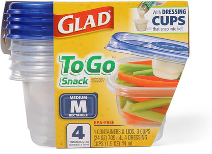 Glad GladWare Tall Entree Food Storage Containers with Lids, Large Square BPA Free Plastic for Meal Prep and Lunches, Lock Tight Seal, Microwave and Dishwasher Safe, 42 Oz, 3 Count