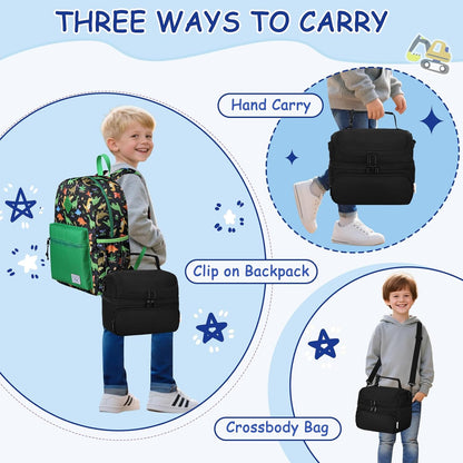 Kasqo Lunch Bag Kids, Dual Compartment Insulated Cooler Bag 7.5L Girls Boys Toddler Lunch Box Containers for Daycare School Kindergarten Travel Ombre Butterfly