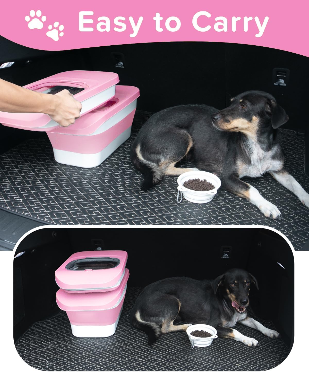 25-28Lbs Dog Food Storage Container Airtight,Collapsible Pet Food Storage | Dog Food Container with Handle,Wheels,Double Airtight Seal Fresh,Save Space,Pest/Mouse-proof,Small Cat Food Container,Scoop