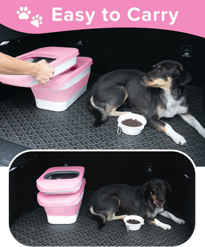 25-28Lbs Dog Food Storage Container Airtight,Collapsible Pet Food Storage | Dog Food Container with Handle,Wheels,Double Airtight Seal Fresh,Save Space,Pest/Mouse-proof,Small Cat Food Container,Scoop