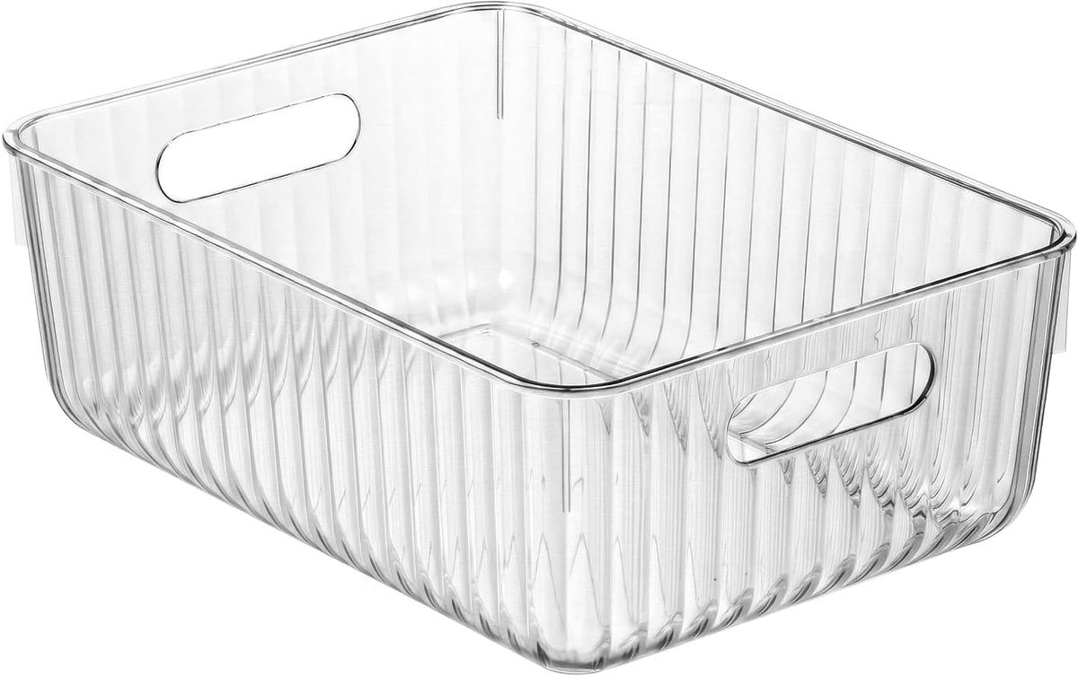 BINO | Plastic Storage Bins, X-Large | THE GATSBY COLLECTION | Clear Storage Bins for Organization | Pantry Organizers | Kitchen Organizer | Fridge & Freezer Organizer | Cabinet Plastic Containers