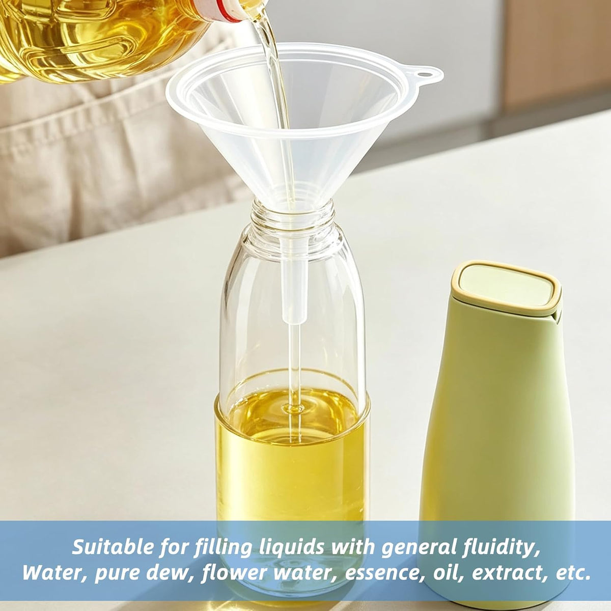 6 Inch Wide Mouth Plastic Large Funnels,Multi-Purpose Clear Funnels with with Reaching Spout for Water Bottles,Oils,Kitchen, Easy and Smooth Content Transfer