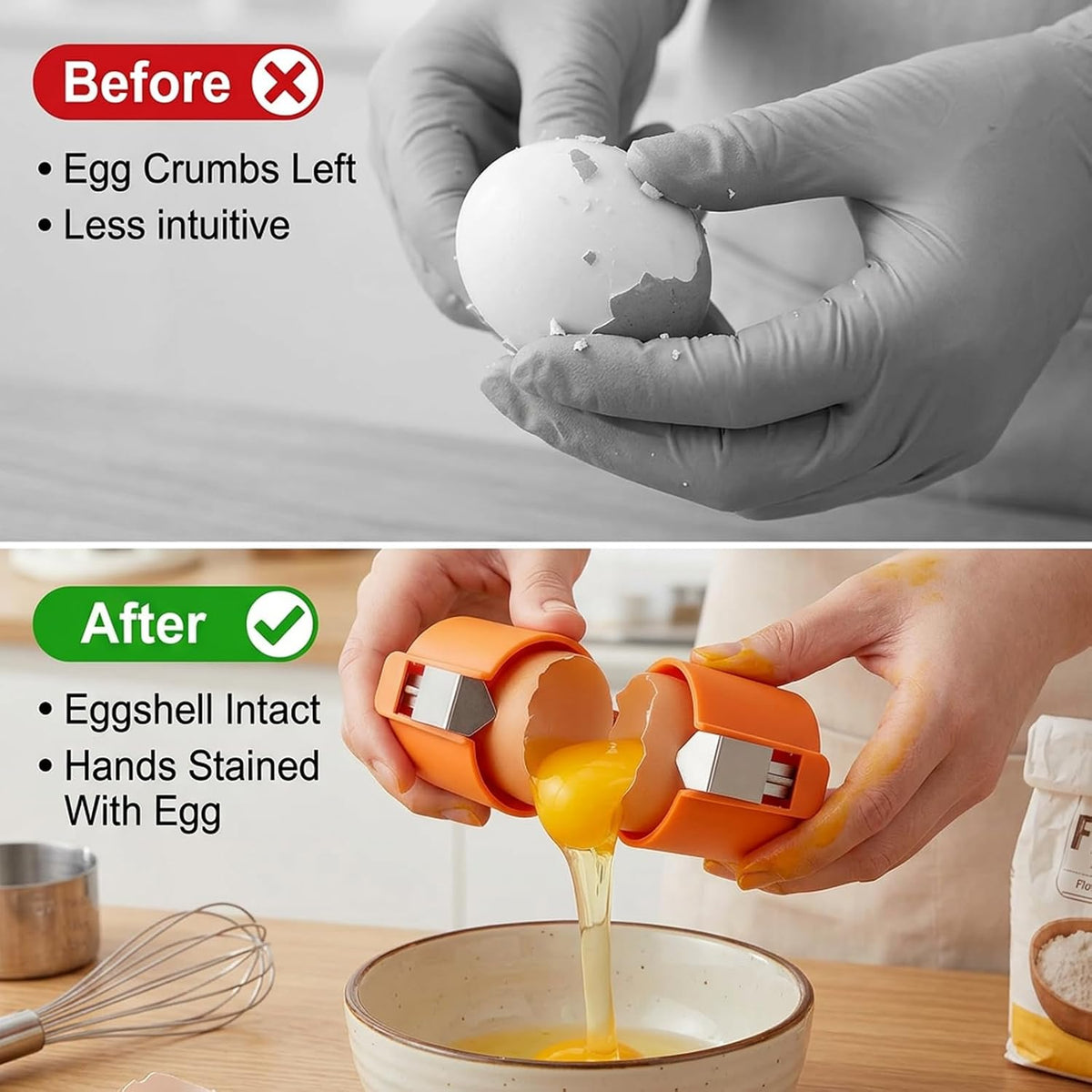 Egg Cracker, 3 PCS Multi Color Egg Cracker Tool Kit for Hard Boiled Eggs