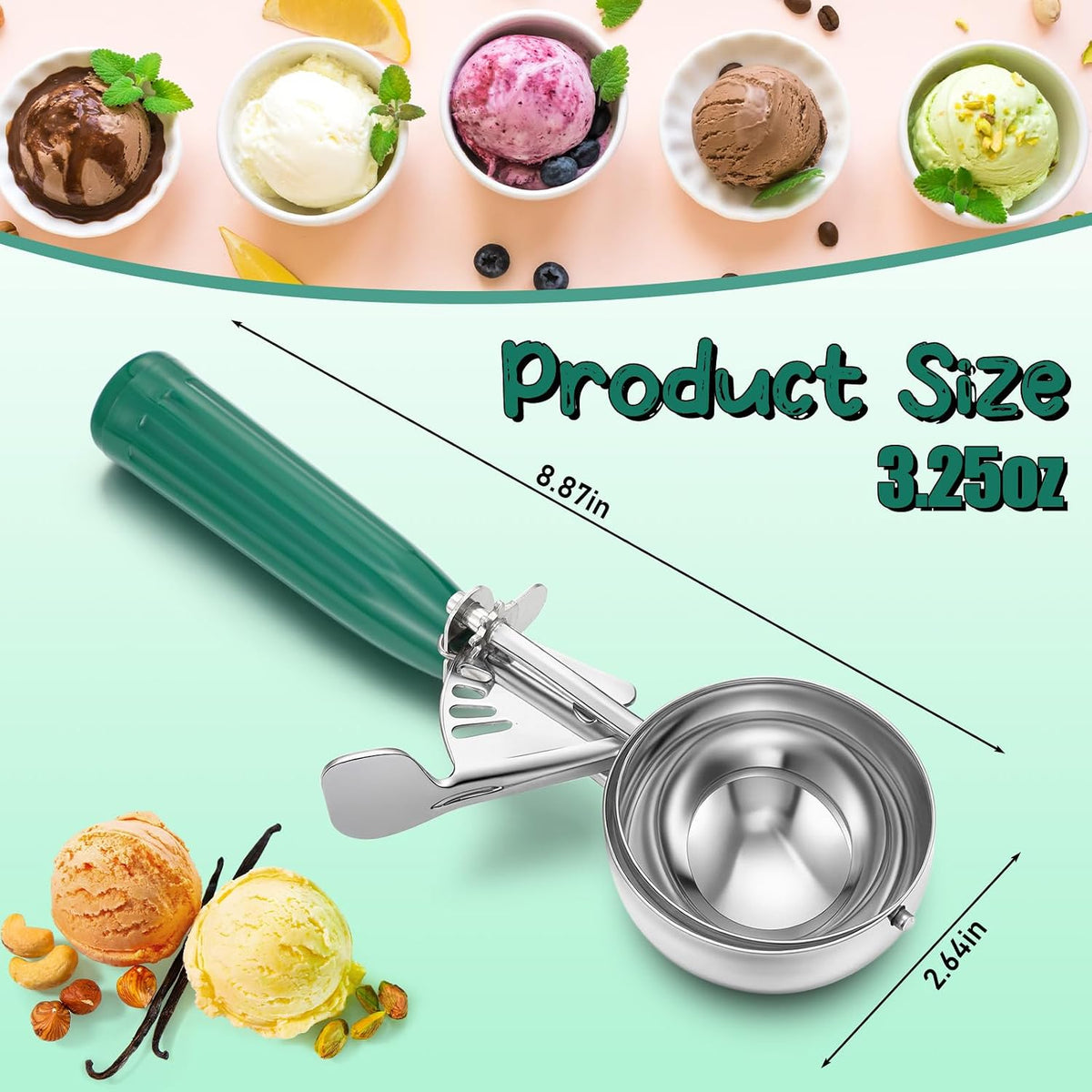 Reallnaive Ice Cream Scooper with Trigger, 4 oz, Gray