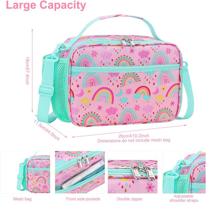 RHCPFOVR Kids Initial Lunch Bag - Insulated Lunch Box for Boys Girls,Washable Lunch Bag and Reusable Toddler Leak-proof Lunchbox for School and Daycare - Colors A