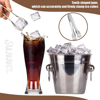 Sieral 4 Pieces Silver Ice Tongs and Scoops for Ice Bucket Stainless Steel Serving Tongs with Teeth Metal Shovel Scooper for Sugar Cubes Tea Party Coffee Food Buffet Cocktail Bar BBQ Party Supply