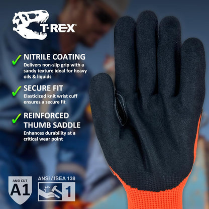 MAGID T-REX TRX400 Impact Gloves, Sandy Nitrile, 1 Pair