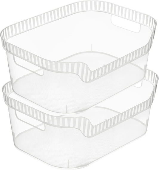 Tribello Open Clear Storage Bins, Closet Shelf Organizer Bins, Small, 9” X 6” X 4”, Pack of 4