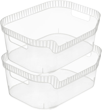 Tribello Open Clear Storage Bins, Closet Shelf Organizer Bins, Small, 9” X 6” X 4”, Pack of 4